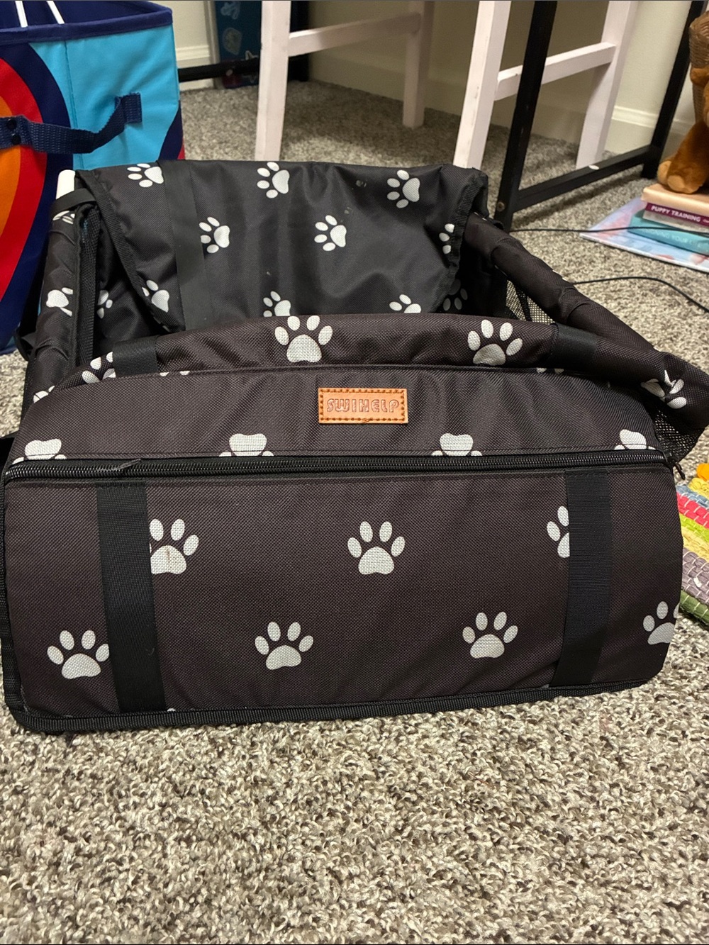 Black Paw Print Pet Booster Seat